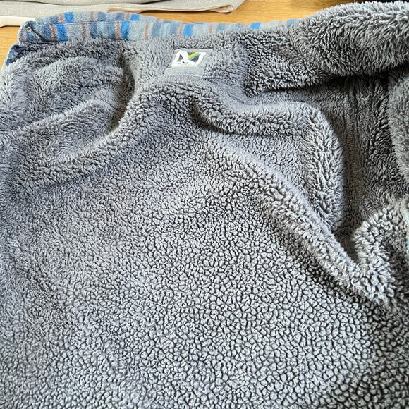 Voyager Mens Sherpa Shirt Jacket Gray Blue Striped Polar Fleece Lined Size Large - Picture 6 of 10